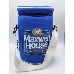 Vintage Maxwell House Coffee Can Cooler With Strap Blue & White